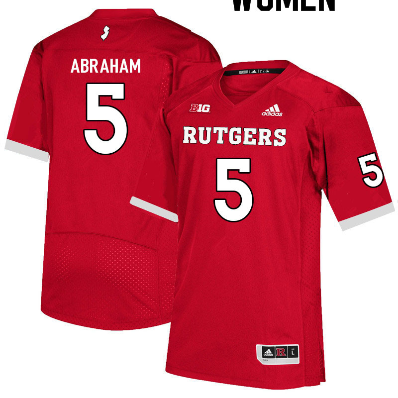 Women #5 Kessawn Abraham Rutgers Scarlet Knights College Football Jerseys Sale-Scarlet